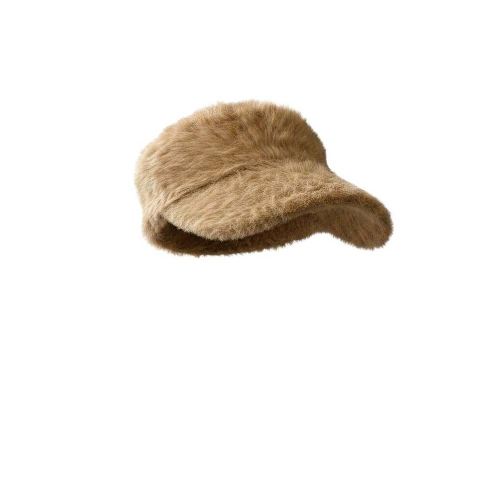 Vintage Faux Fur Angora Blend Tan Visor Hat